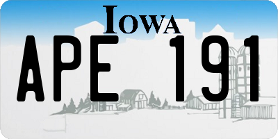IA license plate APE191