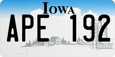 IA license plate APE192