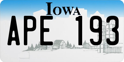 IA license plate APE193