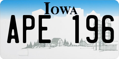 IA license plate APE196