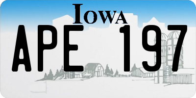 IA license plate APE197