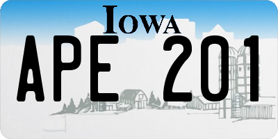 IA license plate APE201