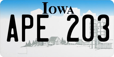 IA license plate APE203