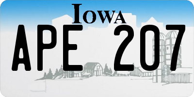 IA license plate APE207