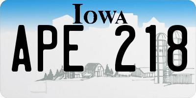 IA license plate APE218