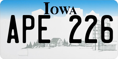 IA license plate APE226