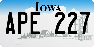 IA license plate APE227