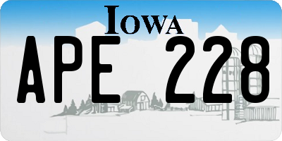 IA license plate APE228