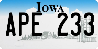IA license plate APE233
