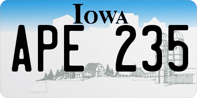 IA license plate APE235