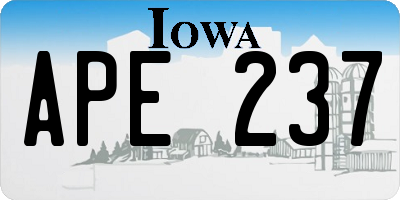 IA license plate APE237