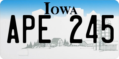 IA license plate APE245