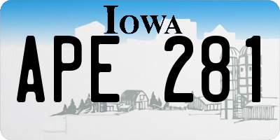 IA license plate APE281