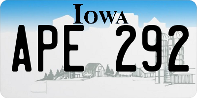 IA license plate APE292