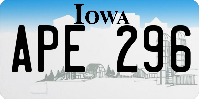 IA license plate APE296