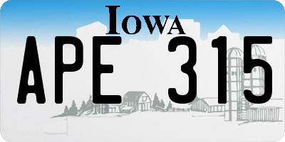 IA license plate APE315