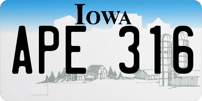 IA license plate APE316