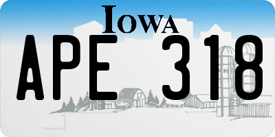 IA license plate APE318
