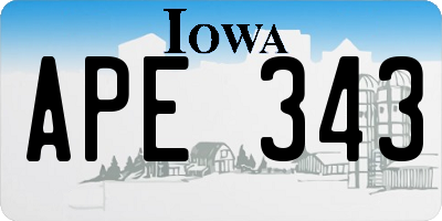 IA license plate APE343