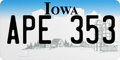 IA license plate APE353