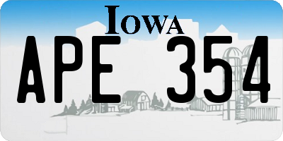 IA license plate APE354