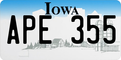 IA license plate APE355