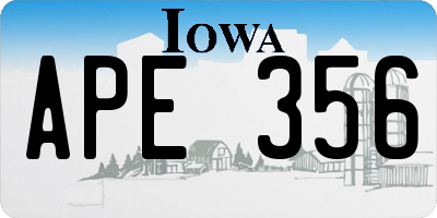 IA license plate APE356