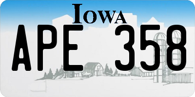 IA license plate APE358