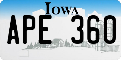 IA license plate APE360