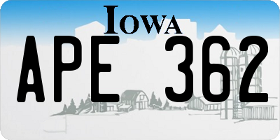 IA license plate APE362