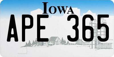 IA license plate APE365