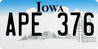 IA license plate APE376