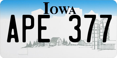 IA license plate APE377