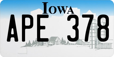 IA license plate APE378