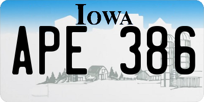 IA license plate APE386