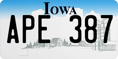 IA license plate APE387