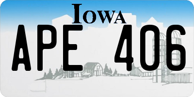 IA license plate APE406