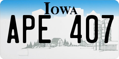 IA license plate APE407