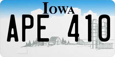 IA license plate APE410