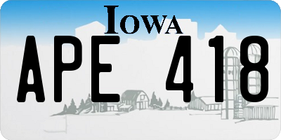 IA license plate APE418