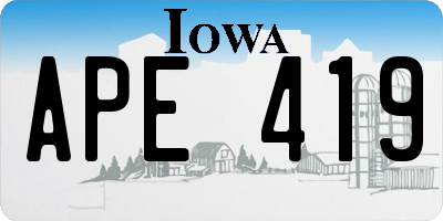 IA license plate APE419