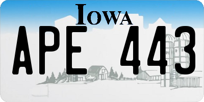 IA license plate APE443