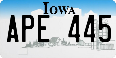 IA license plate APE445