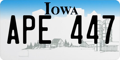 IA license plate APE447