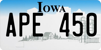 IA license plate APE450
