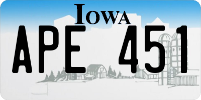 IA license plate APE451