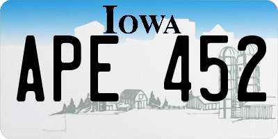 IA license plate APE452