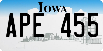 IA license plate APE455