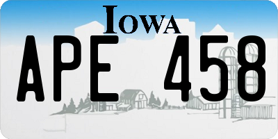 IA license plate APE458