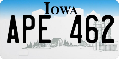 IA license plate APE462